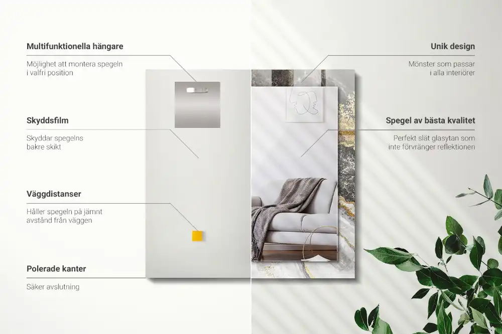 Espejo rectangular impreso Vetas de mármol abstractas