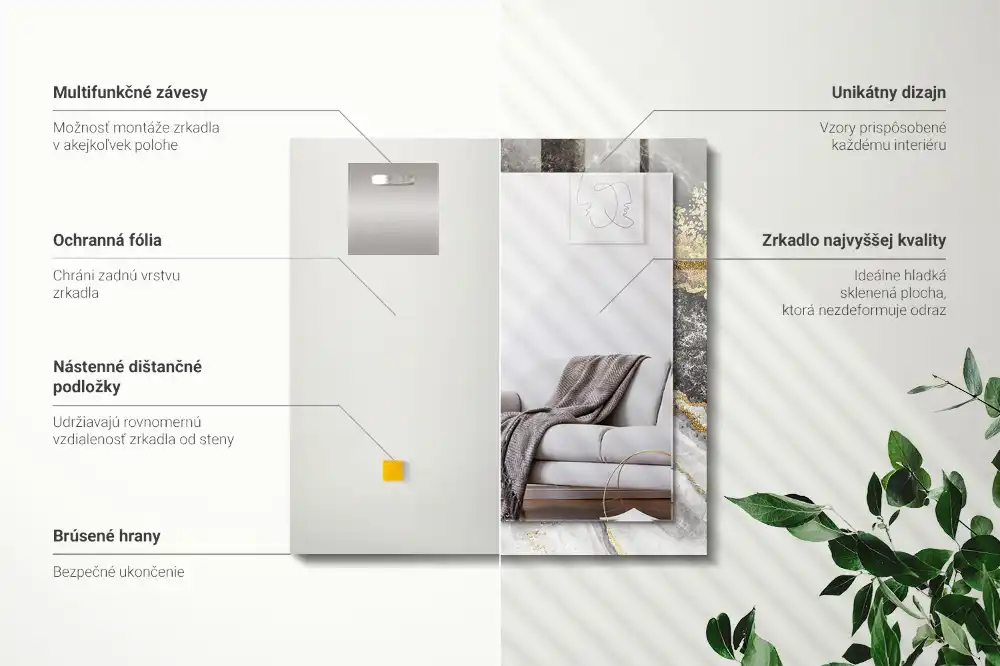 Espejo rectangular impreso Vetas de mármol abstractas