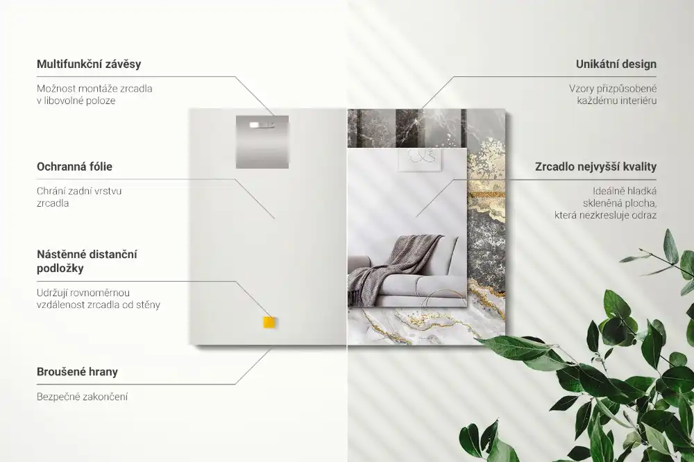 Espejo rectangular impreso Vetas de mármol abstractas