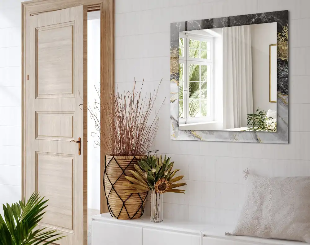 Espejo rectangular impreso Vetas de mármol abstractas