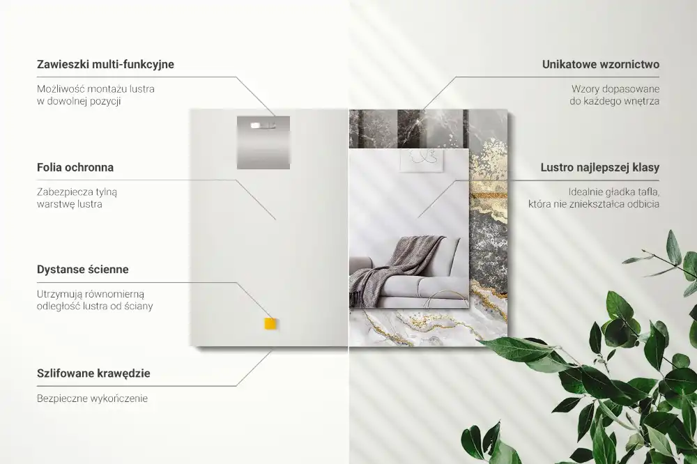 Espejo rectangular impreso Vetas de mármol abstractas