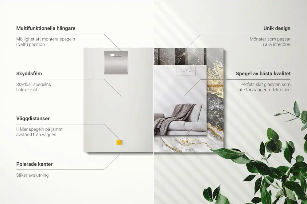 Espejo rectangular impreso Vetas de mármol abstractas