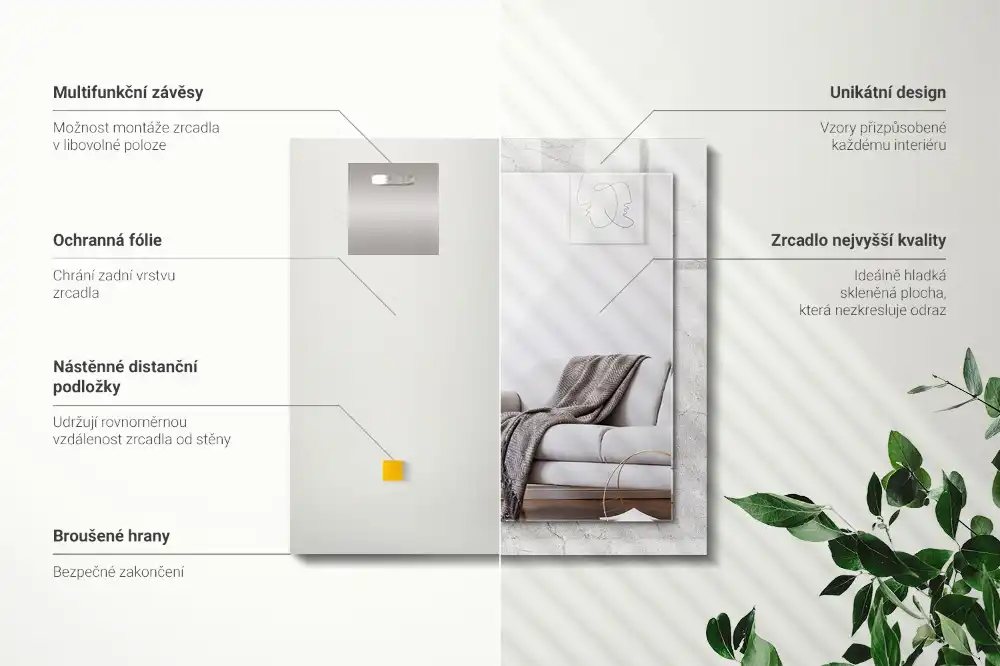 Espejo rectangular estampado Superficie de hormigón agrietada