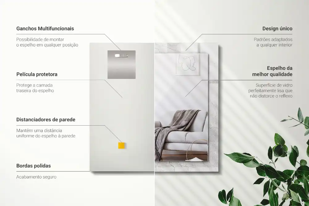 Espejo rectangular estampado Superficie de hormigón agrietada