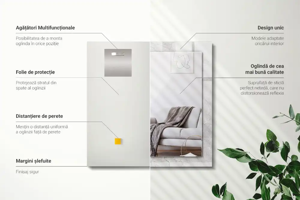 Espejo rectangular estampado Superficie de hormigón agrietada