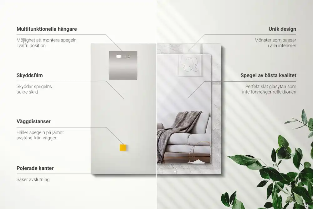 Espejo rectangular estampado Superficie de hormigón agrietada