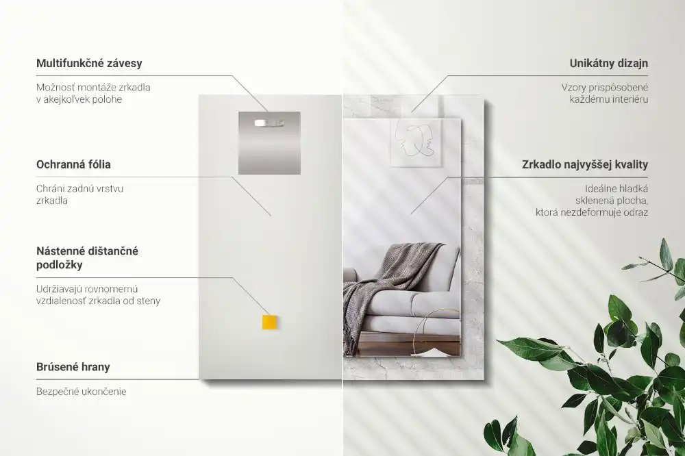 Espejo rectangular estampado Superficie de hormigón agrietada