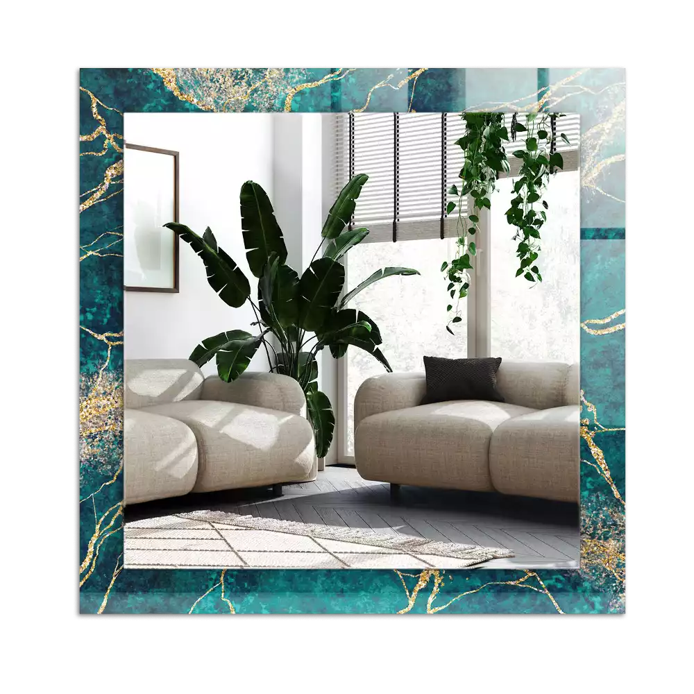 Espejo rectangular estampado mármol verde