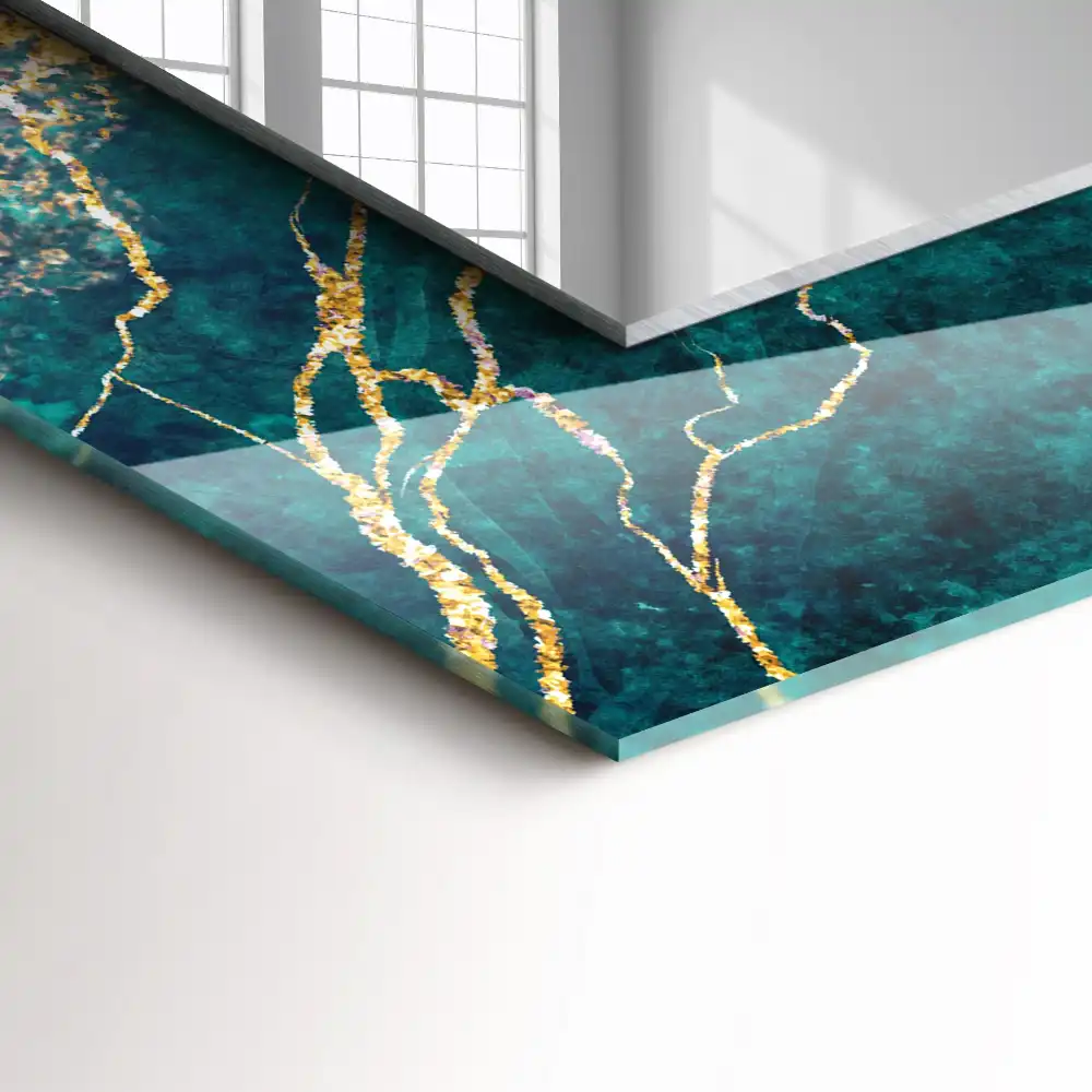 Espejo rectangular estampado mármol verde