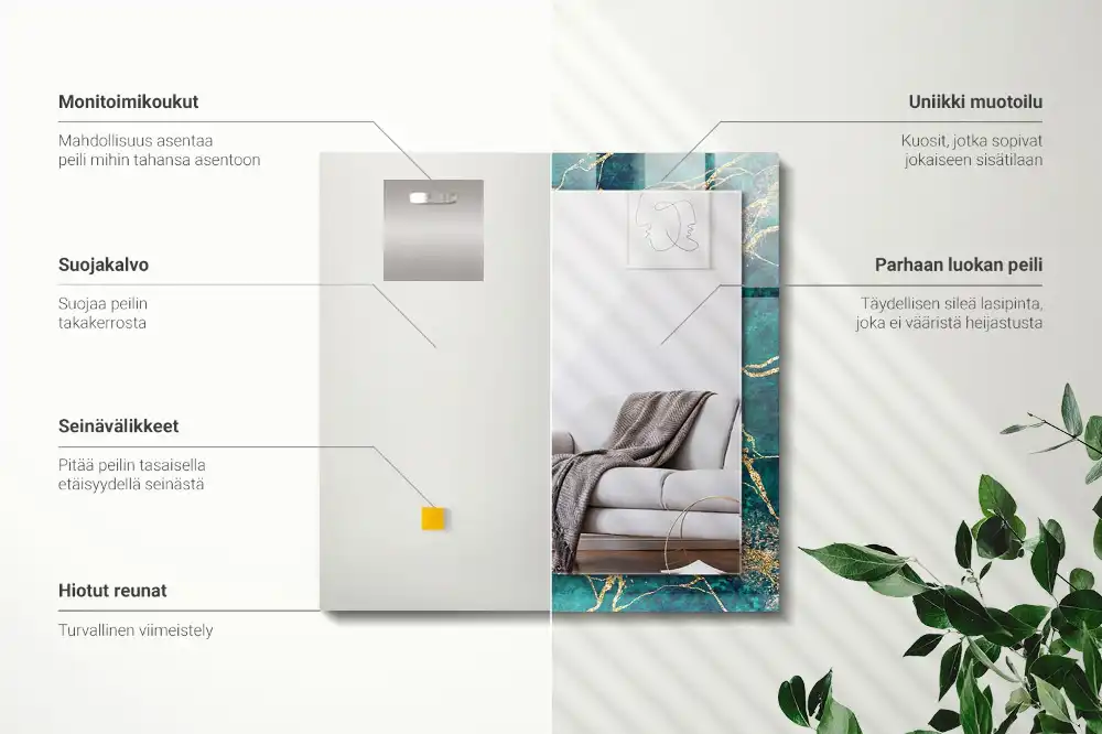 Espejo rectangular estampado mármol verde