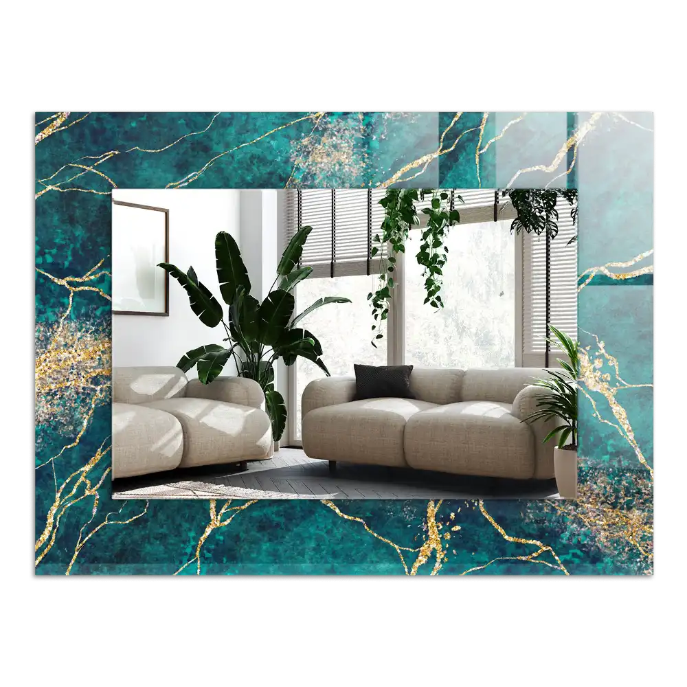 Espejo rectangular estampado mármol verde