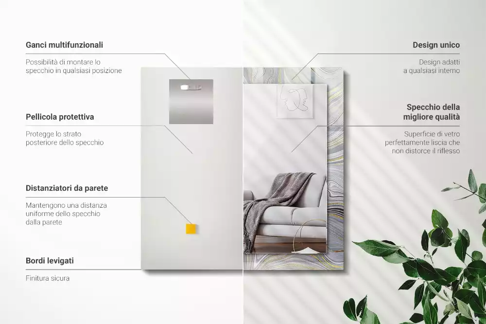 Espejo rectangular impreso Patrones abstractos de mármol