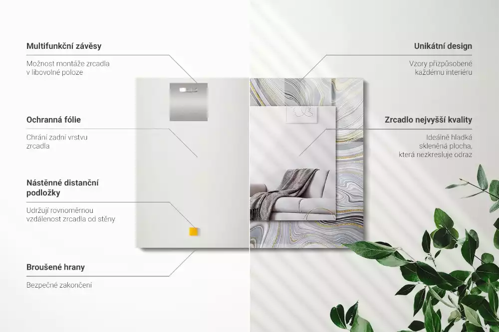 Espejo rectangular impreso Patrones abstractos de mármol