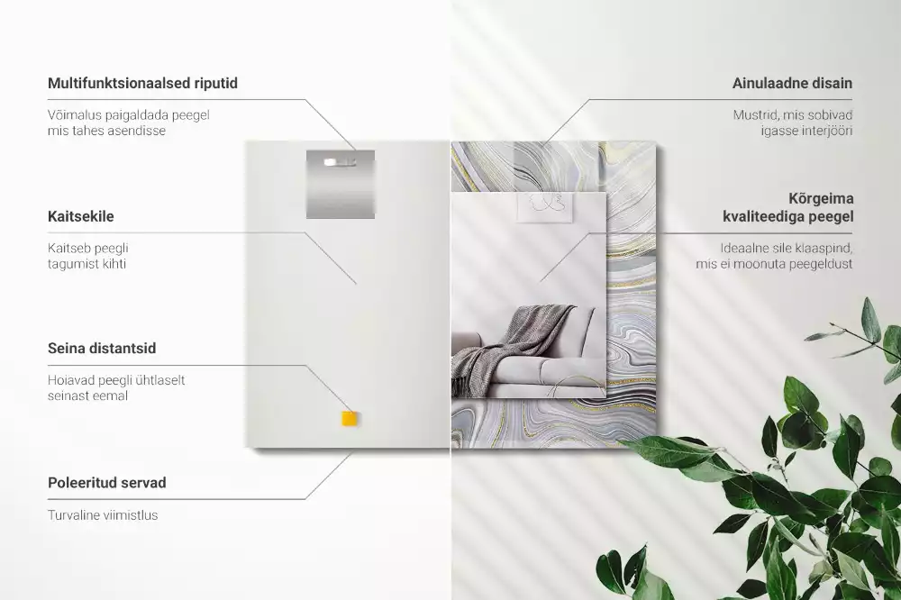 Espejo rectangular impreso Patrones abstractos de mármol