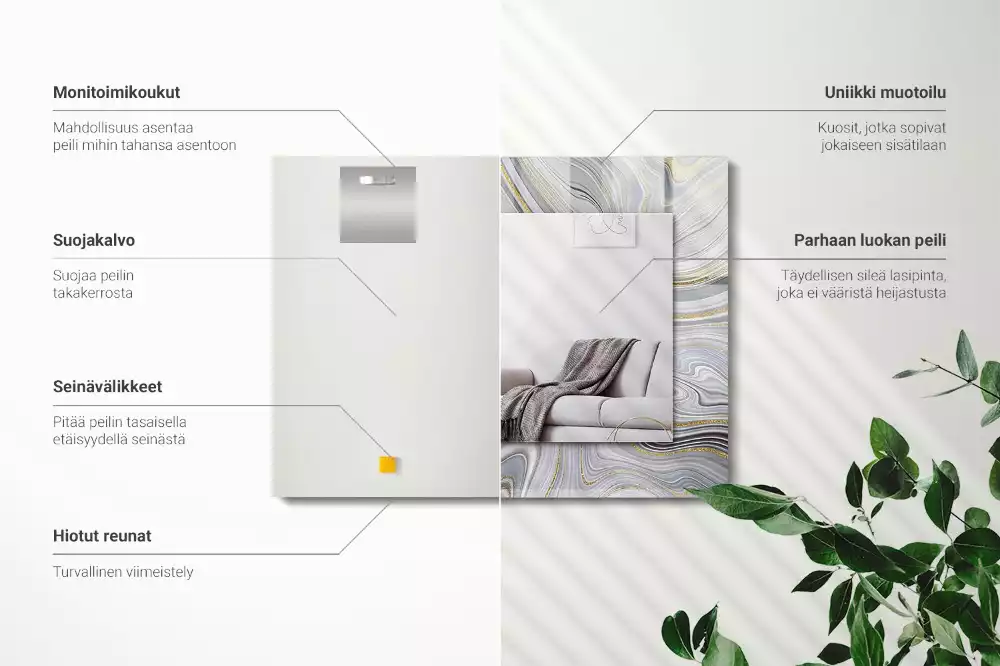 Espejo rectangular impreso Patrones abstractos de mármol