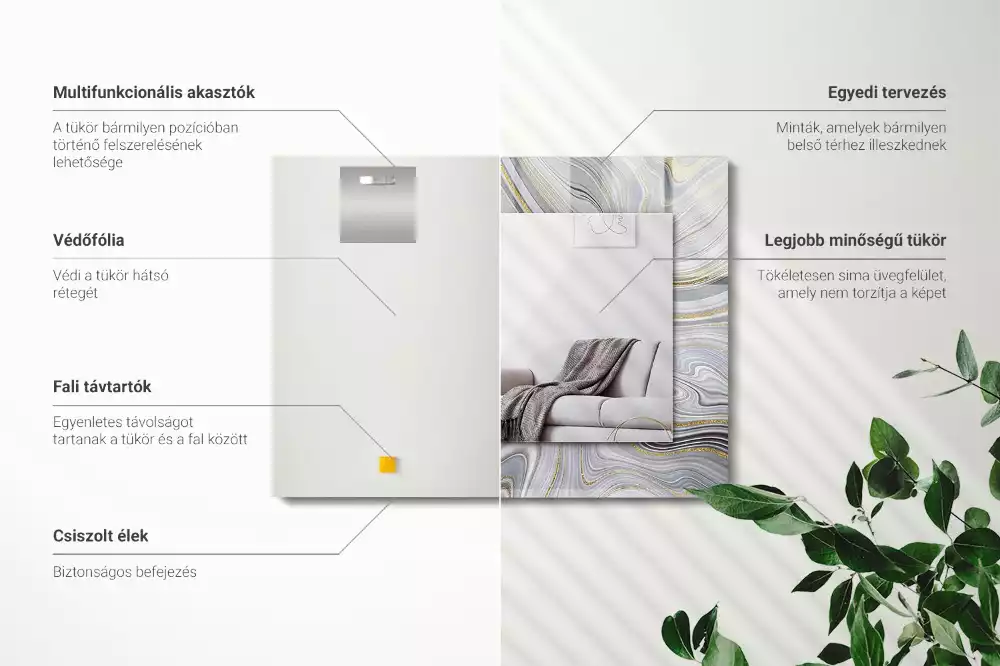 Espejo rectangular impreso Patrones abstractos de mármol