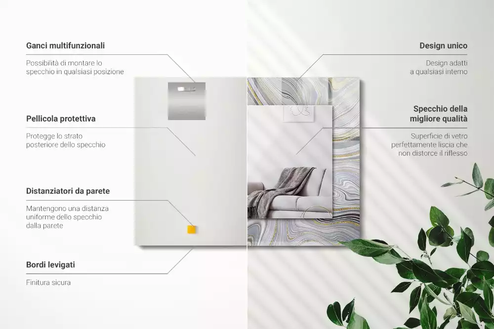 Espejo rectangular impreso Patrones abstractos de mármol