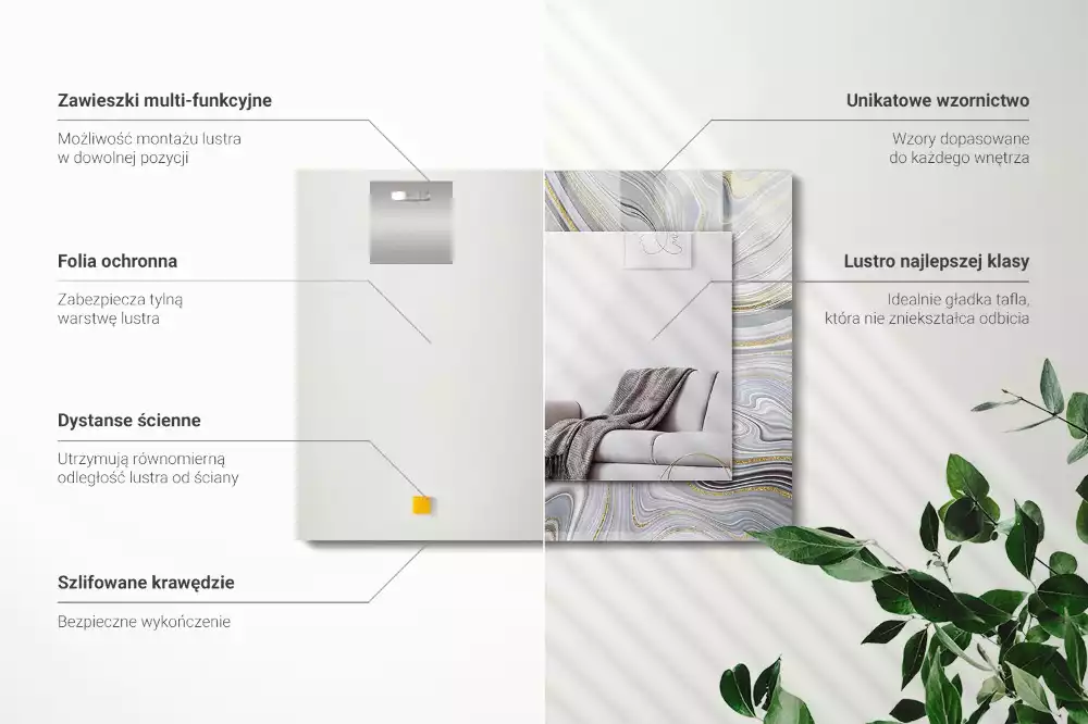 Espejo rectangular impreso Patrones abstractos de mármol