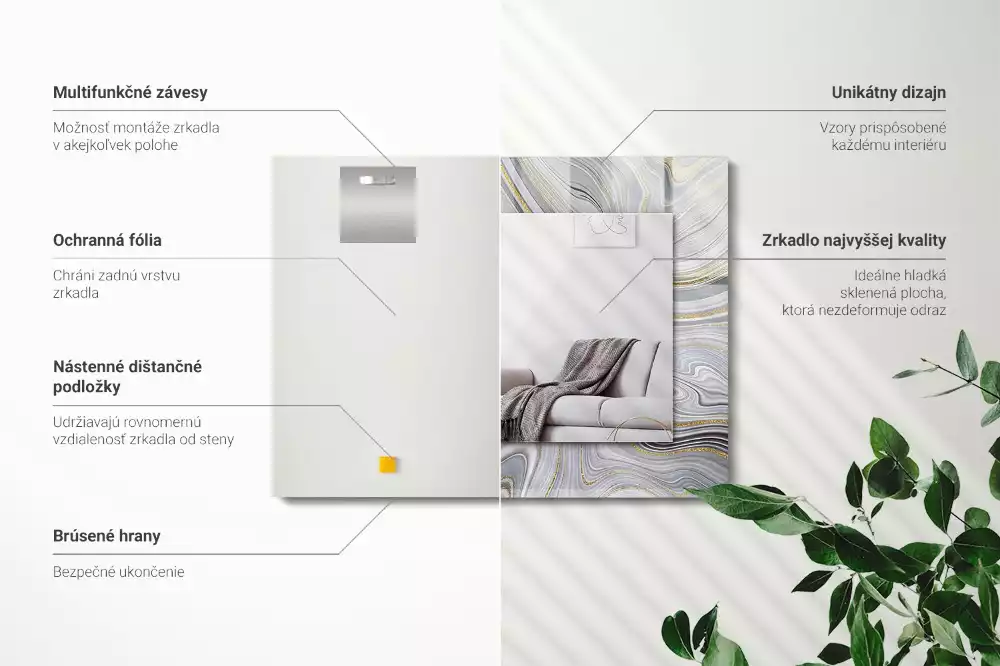 Espejo rectangular impreso Patrones abstractos de mármol