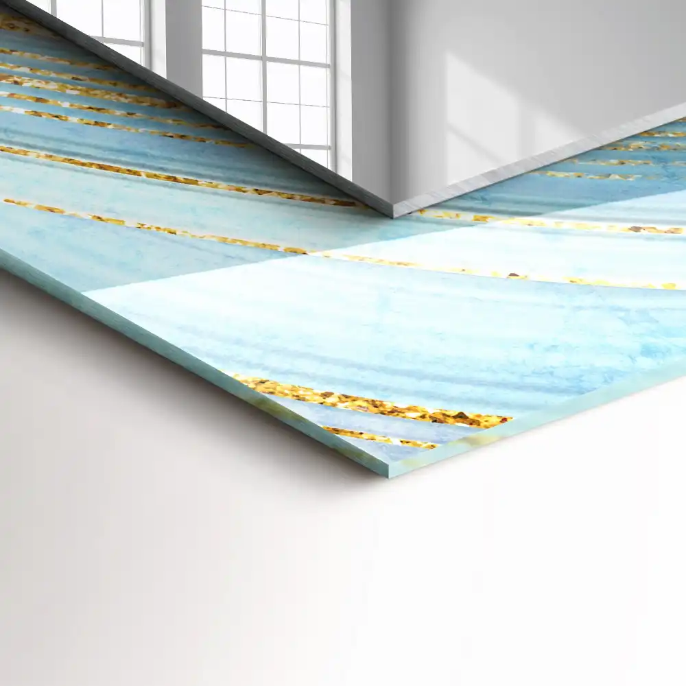 Espejo rectangular impreso Ondas azules abstractas