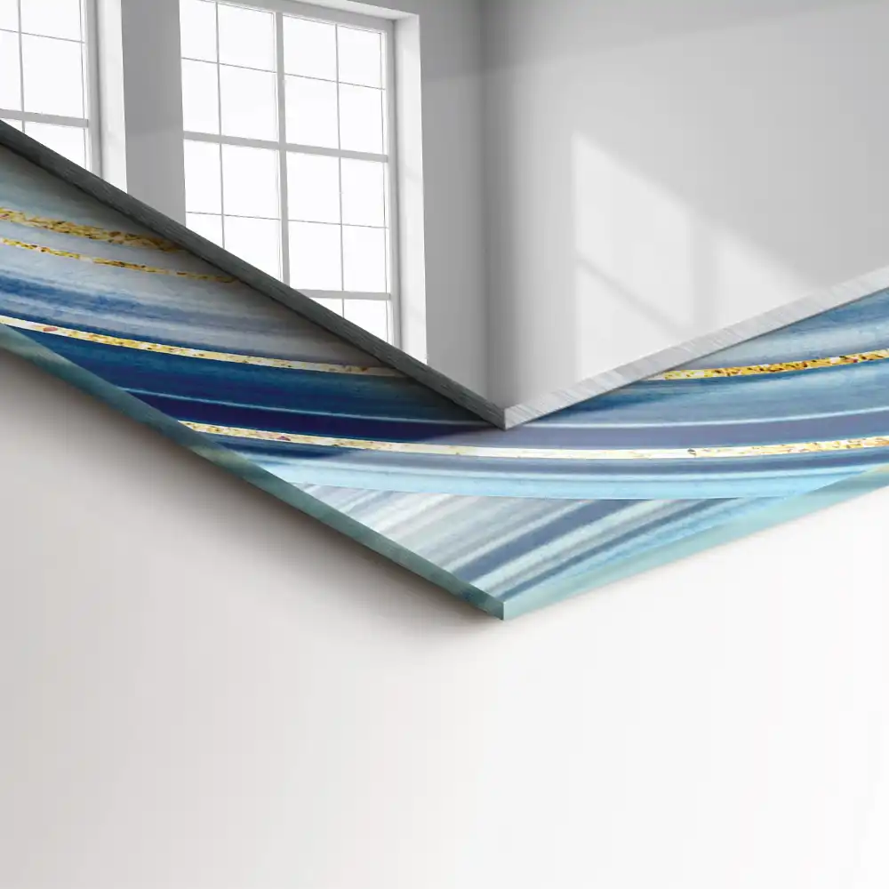 Espejo rectangular impreso Ondas azules abstractas