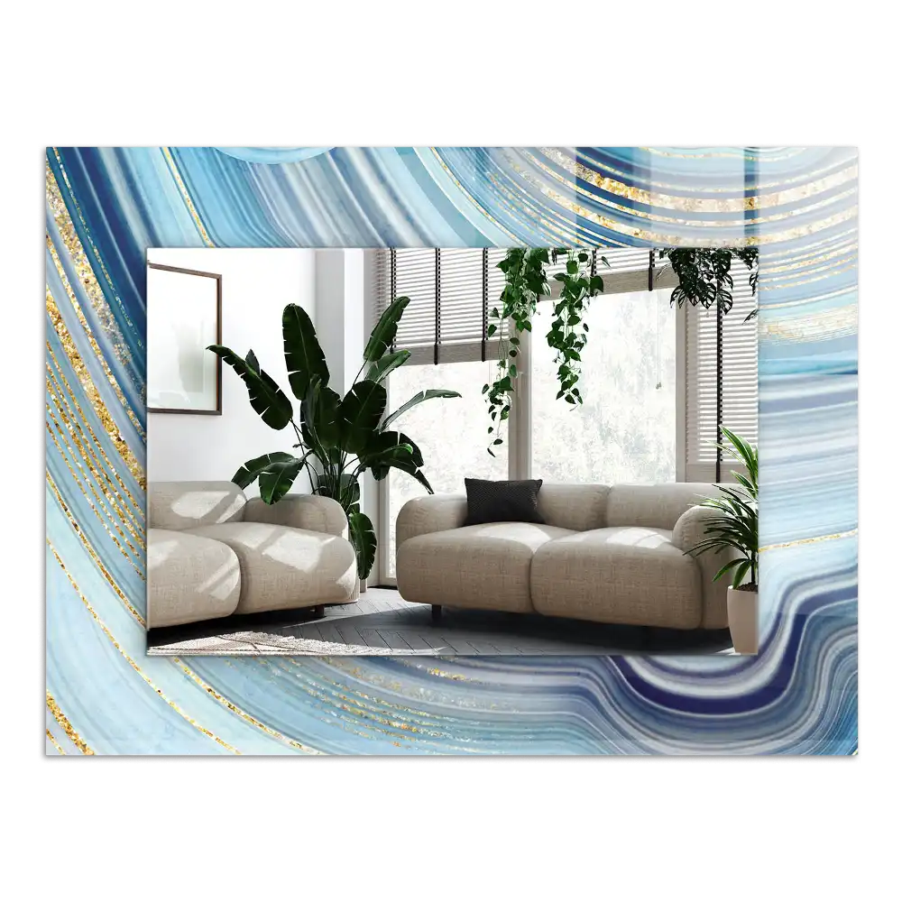 Espejo rectangular impreso Ondas azules abstractas