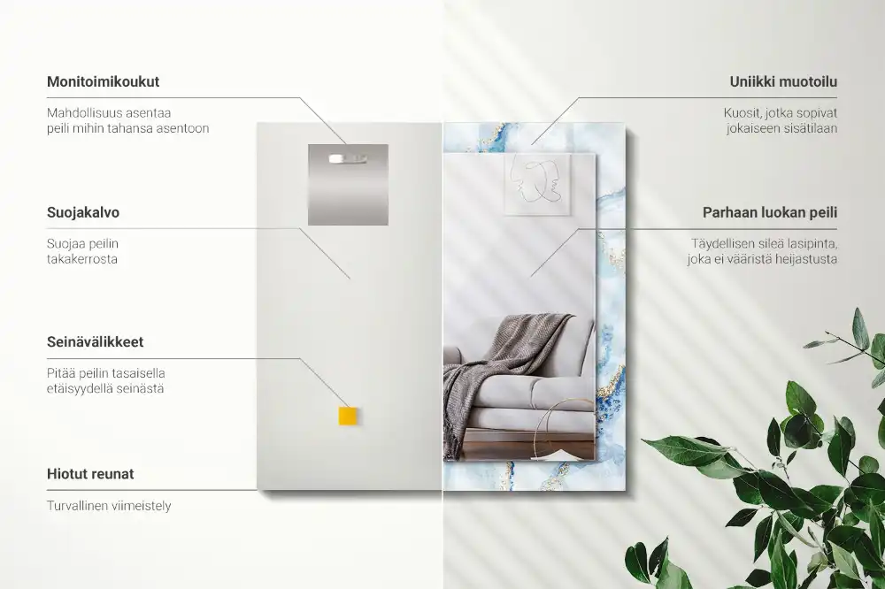 Espejo rectangular estampado Patrón de mármol abstracto