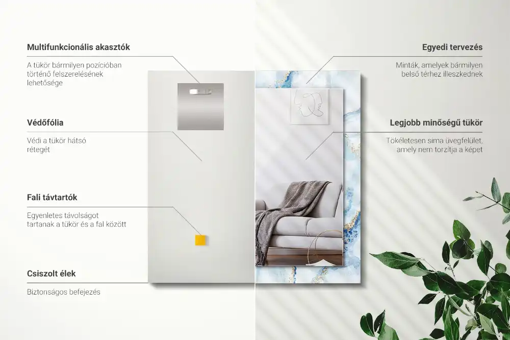 Espejo rectangular estampado Patrón de mármol abstracto