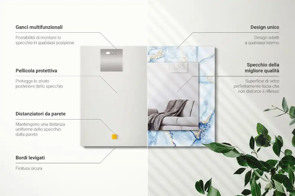 Espejo rectangular estampado Patrón de mármol abstracto