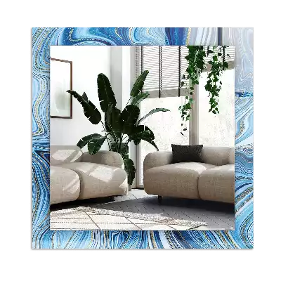 Espejo rectangular estampado Patrón azul abstracto