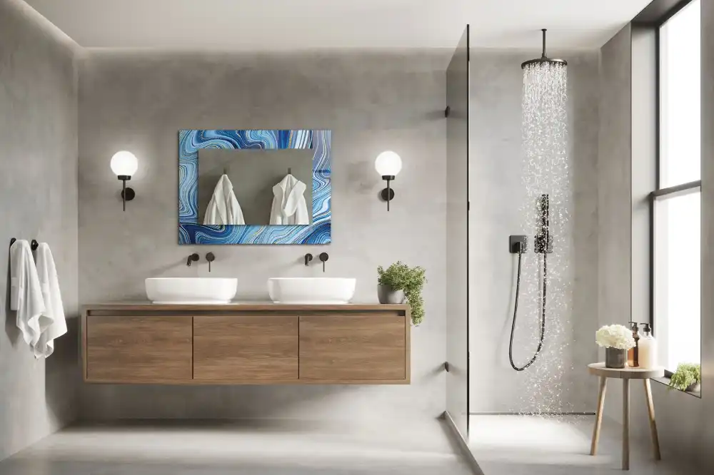 Espejo rectangular estampado Patrón azul abstracto