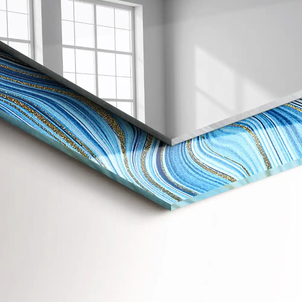Espejo rectangular estampado Patrón azul abstracto