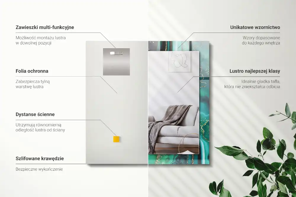 Espejo rectangular impreso Textura verde abstracta