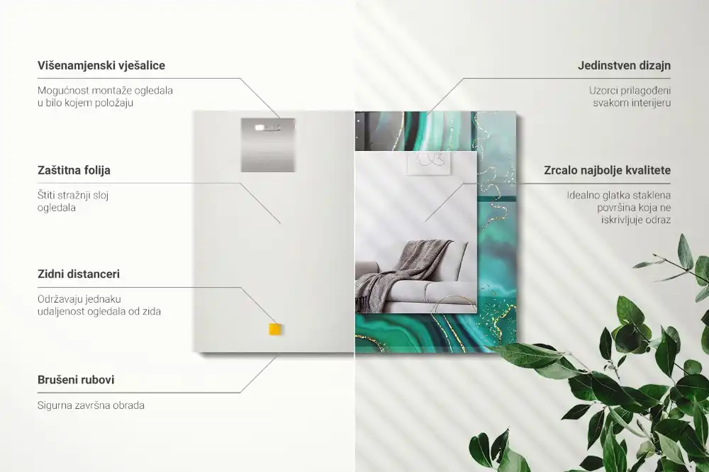 Espejo rectangular impreso Textura verde abstracta