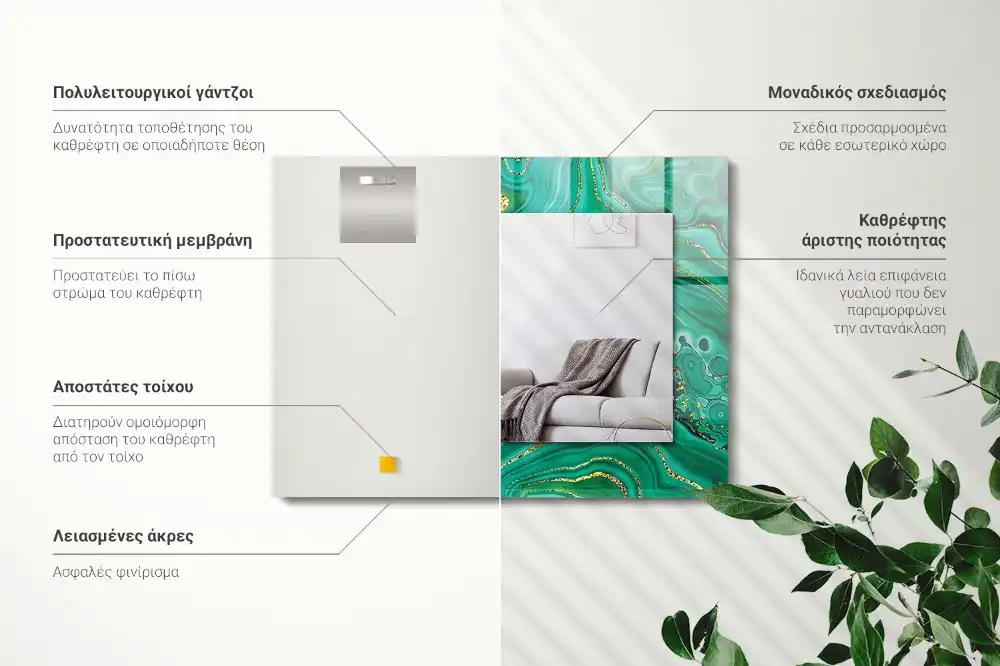 Espejo rectangular impreso Textura verde abstracta