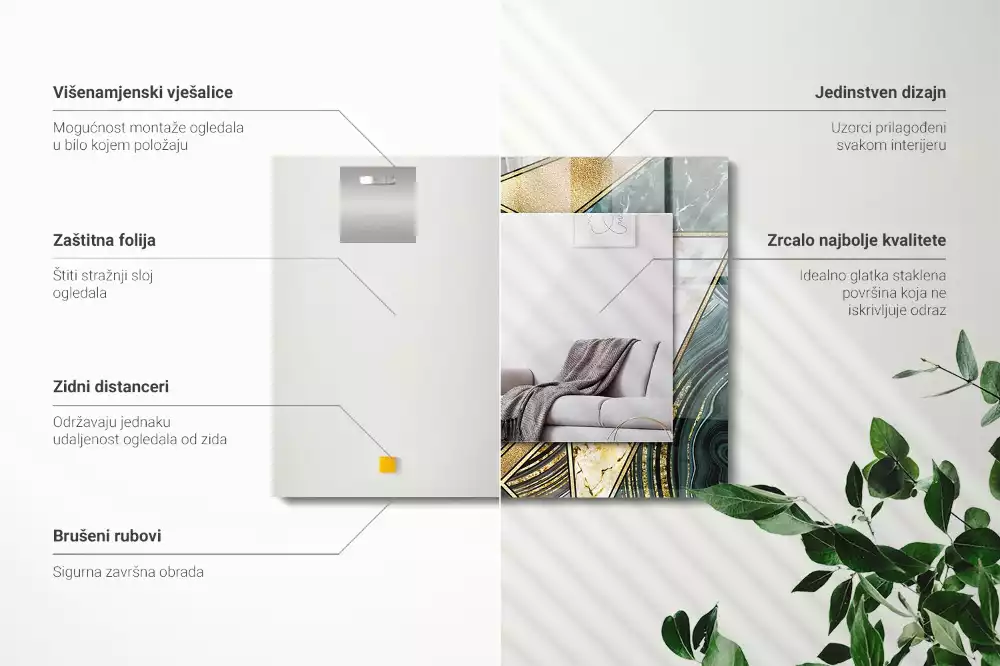 Espejo rectangular estampado Patrones geométricos abstractos