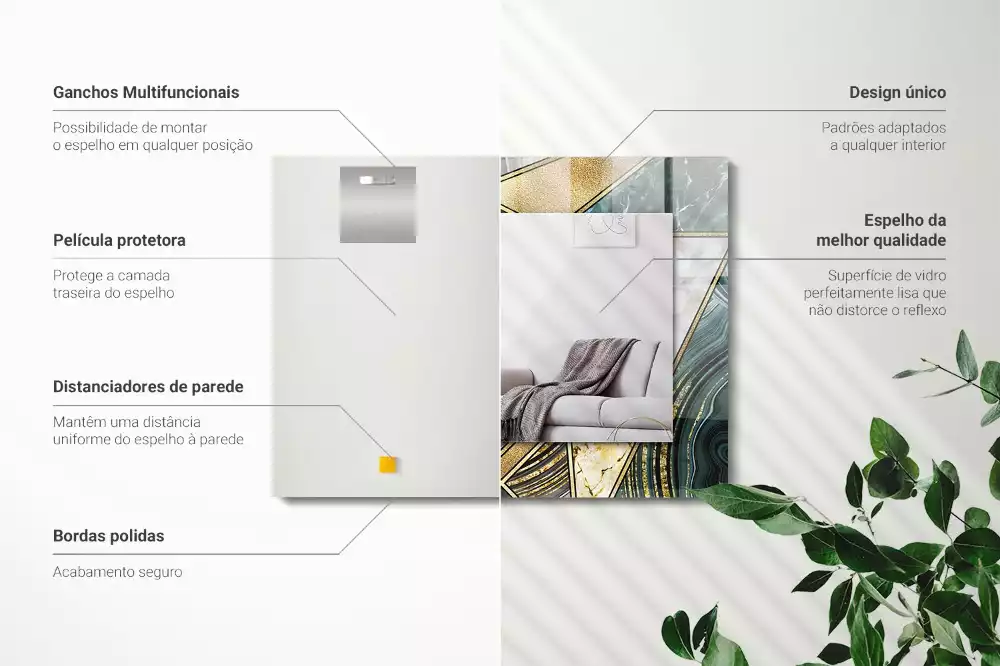 Espejo rectangular estampado Patrones geométricos abstractos