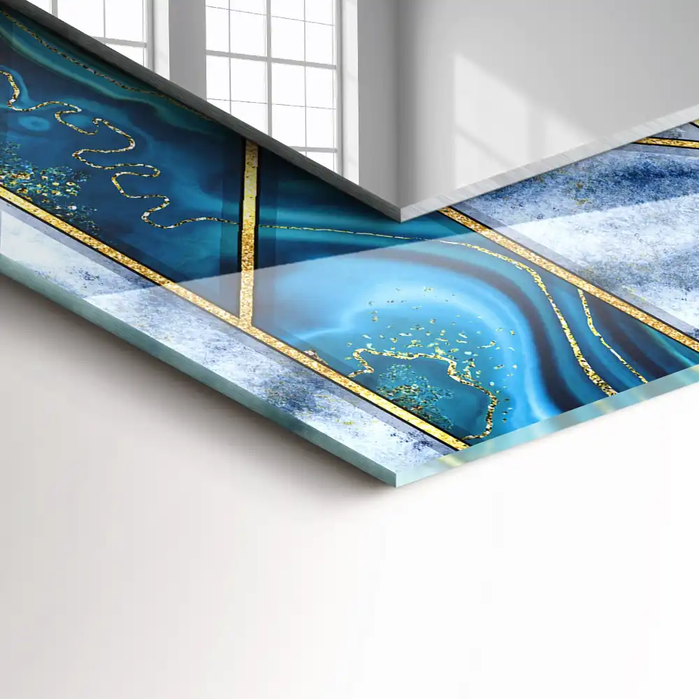 Espejo rectangular estampado mosaico geométrico abstracto