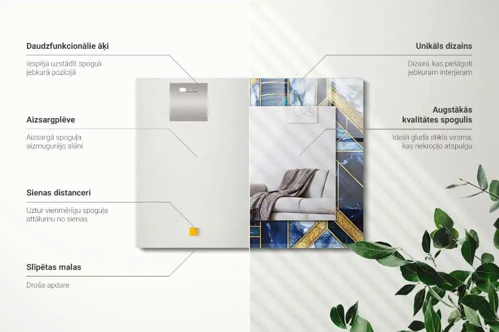 Espejo rectangular estampado mosaico geométrico abstracto