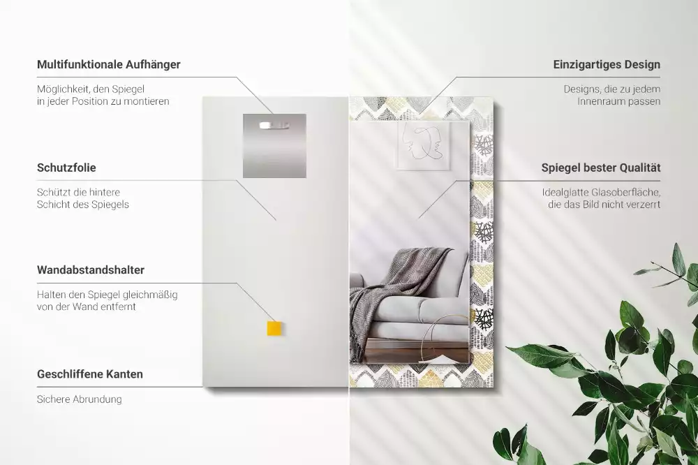 Espejo rectangular impreso Corazones de colores