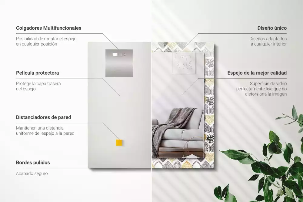 Espejo rectangular impreso Corazones de colores