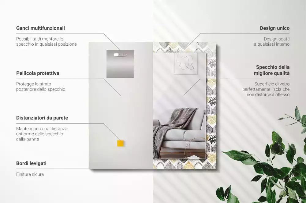 Espejo rectangular impreso Corazones de colores