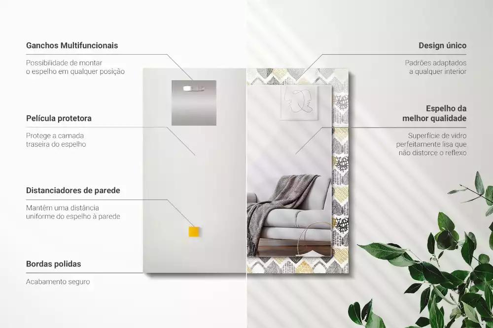 Espejo rectangular impreso Corazones de colores