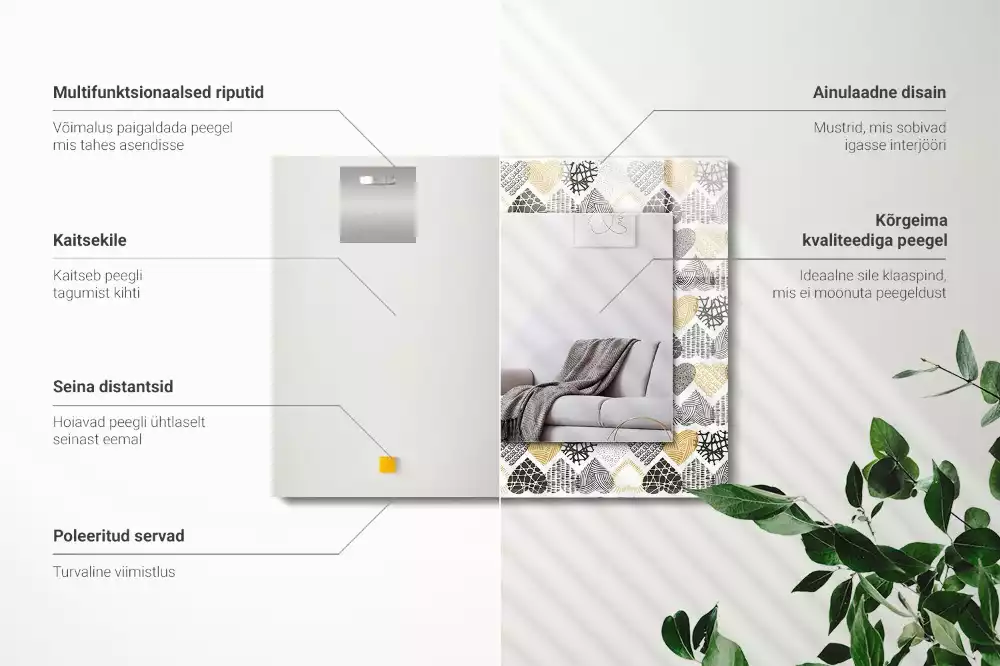 Espejo rectangular impreso Corazones de colores