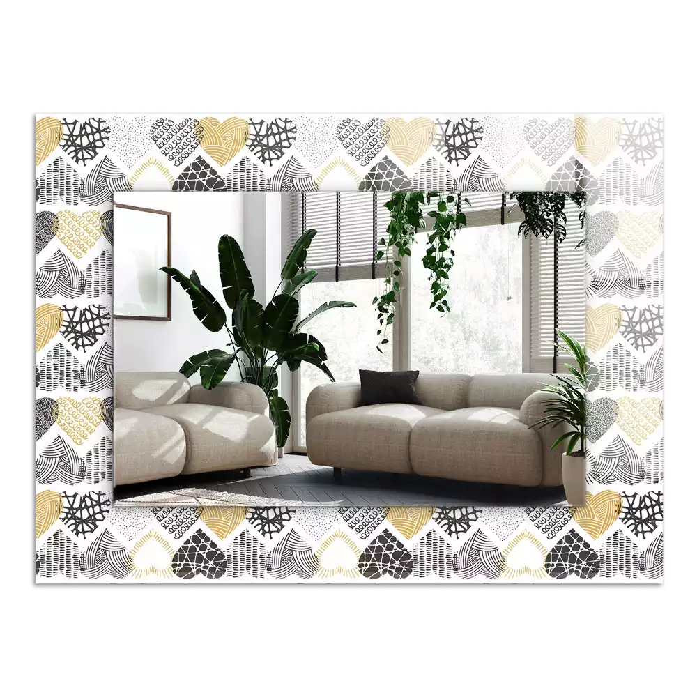 Espejo rectangular impreso Corazones de colores