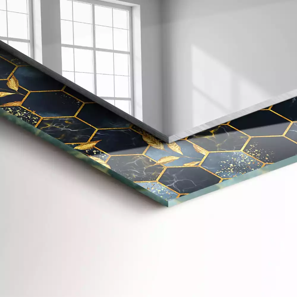 Espejo rectangular impreso Hojas hexagonales