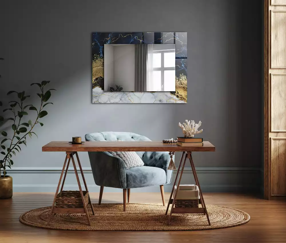 Espejo rectangular estampado Abstracción de mármol