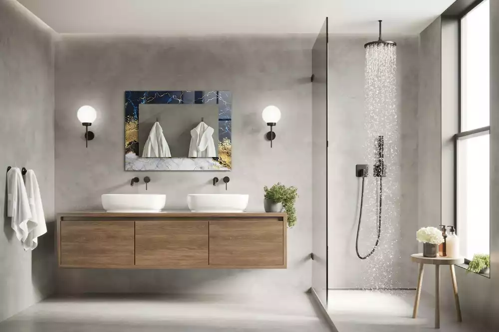 Espejo rectangular estampado Abstracción de mármol