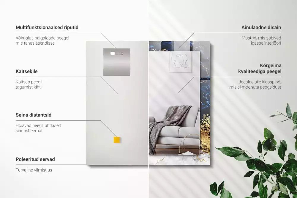 Espejo rectangular estampado Abstracción de mármol