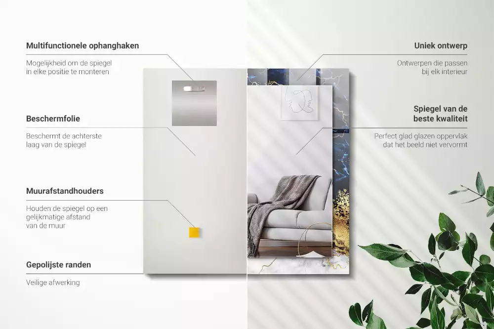 Espejo rectangular estampado Abstracción de mármol